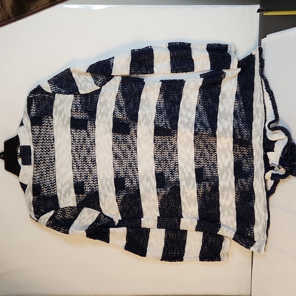 Retro Threads Women's Open-Front Cardigan Blue White Stripes Knit Size Large - Picture 7 of 9